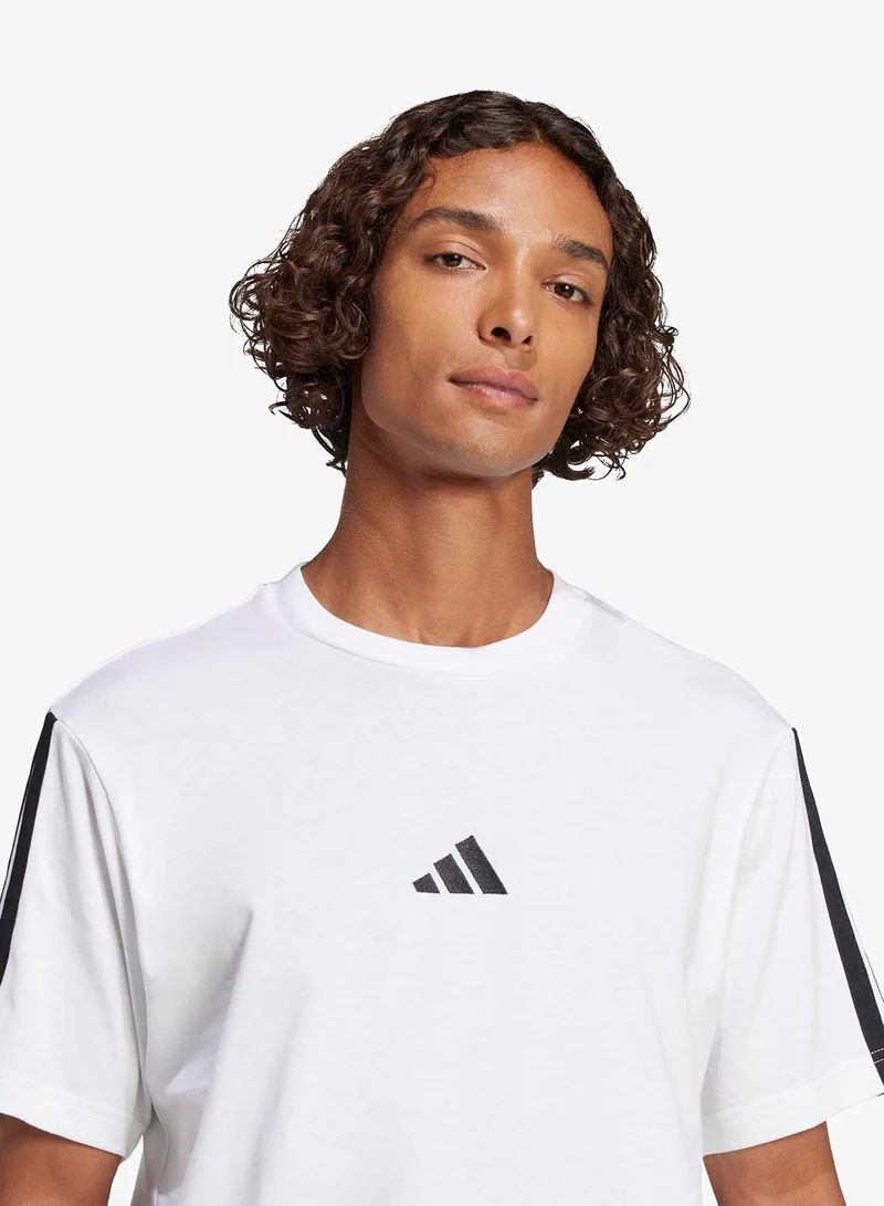 Adidas WHITE/BLACK 3-Stripes Essential T-Shirt for Men | Best Price UAE