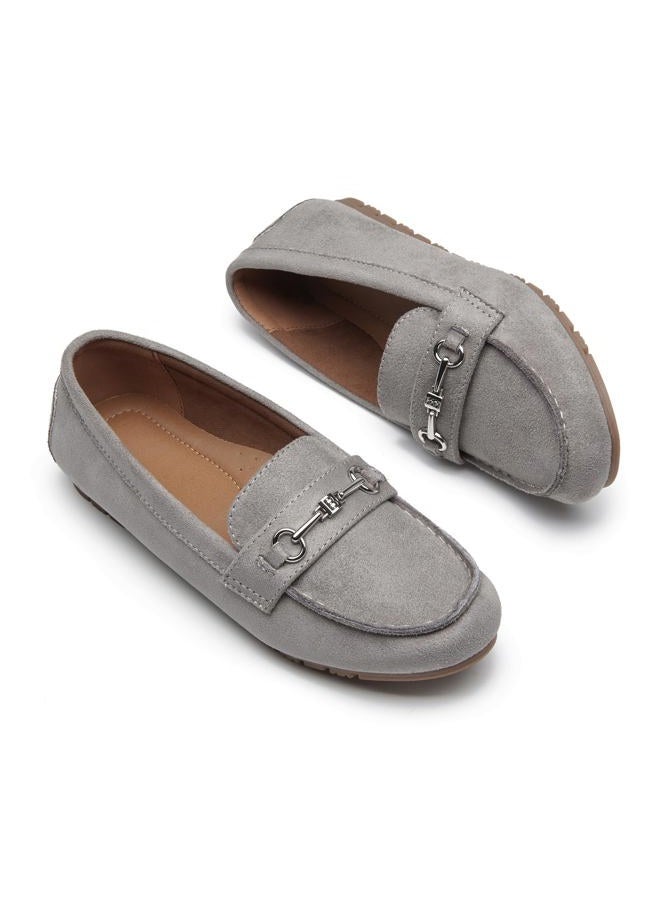 BGSTGUDS Women's Wide Loafers Shoes Cute Dressy Shoes Ladies Comfort Slip Ons Work Shoes, Grey Suede, 6 Wide - Image 4