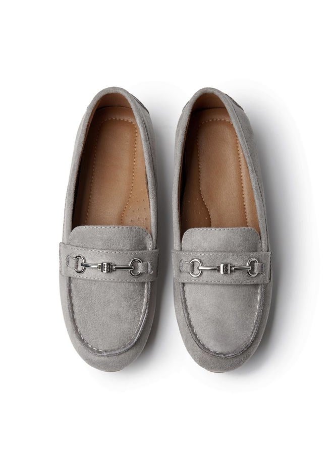 BGSTGUDS Women's Wide Loafers Shoes Cute Dressy Shoes Ladies Comfort Slip Ons Work Shoes, Grey Suede, 6 Wide - Image 1