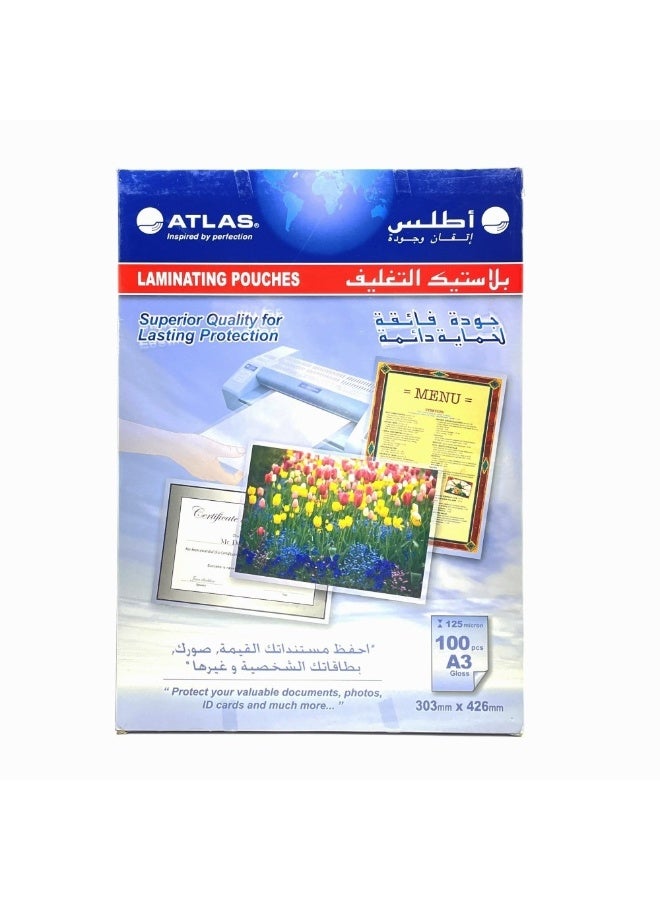 Atlas Laminating Pouch A3 125 Mic