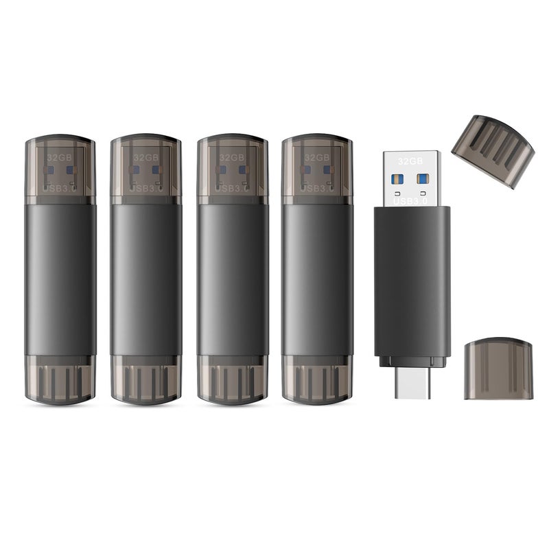 JOIOT 32GB USB C Flash Drive Dual USB 3.0 Flash Drive Type C + USB A Portable Type-C Flash Drive 2-in-1 USB-C Thumb Drive for Smartphone Tablet Computer Mac iPhone 15 (5 Packs) - Image 1