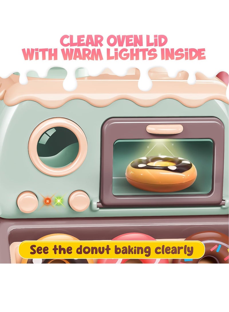 Excefore Pretend Play Cash Register Toy Set Supermarket Vending Machine with Play Money, Sound and Credit Card Play Food Sets for Kids Kitchen with Donut Warm Lights and Music Gift for Boys Girls Ages 3+ - Image 3