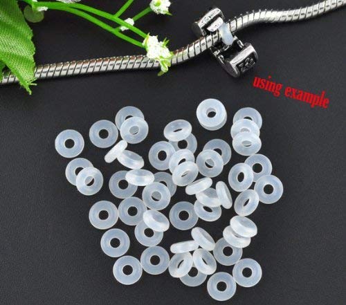 GBSTORE 100 Pcs Stop Beads Inserts Silicone Rubber Donut Spacers Compatible for Use Alone or with Clip Lock Spacer Charm,2mm by 6mm - Image 5