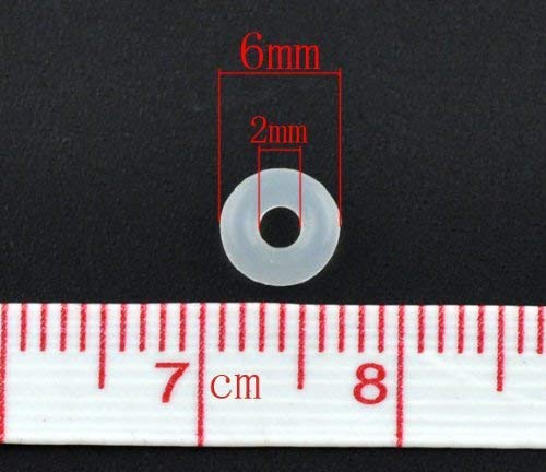 GBSTORE 100 Pcs Stop Beads Inserts Silicone Rubber Donut Spacers Compatible for Use Alone or with Clip Lock Spacer Charm,2mm by 6mm - Image 2