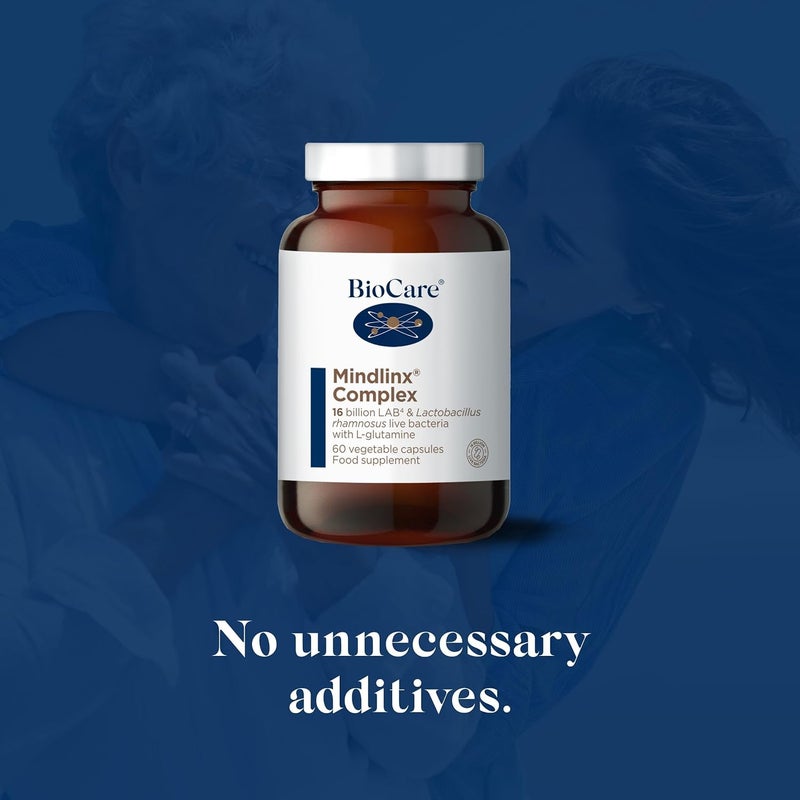 BioCare Mindlinx Complex LAB4 Lactobacillus Rhamnosus Live Bacteria with Lglutamine 60 Capsules - Image 3