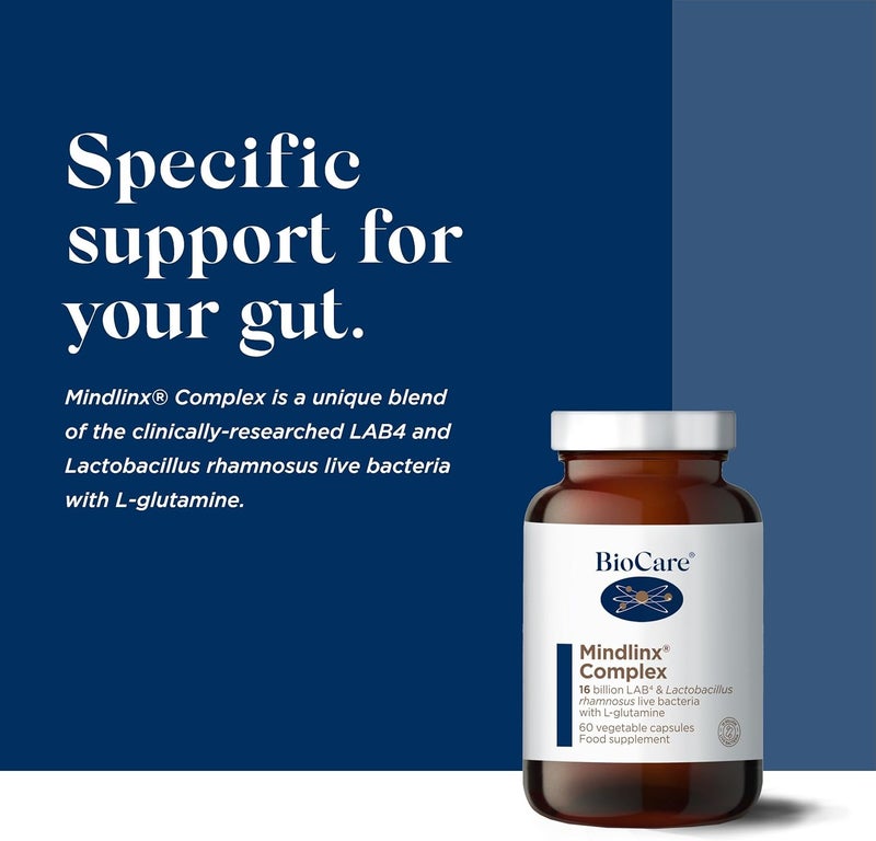 BioCare Mindlinx Complex LAB4 Lactobacillus Rhamnosus Live Bacteria with Lglutamine 60 Capsules - Image 2