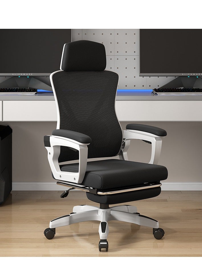 Ergonomic Office Chair Swivel Chair with Lumbar Support, Headrest And 3D Armrest, Height Adjustment and Rocker Function, Back-Friendly Office Chair (Z1-White)