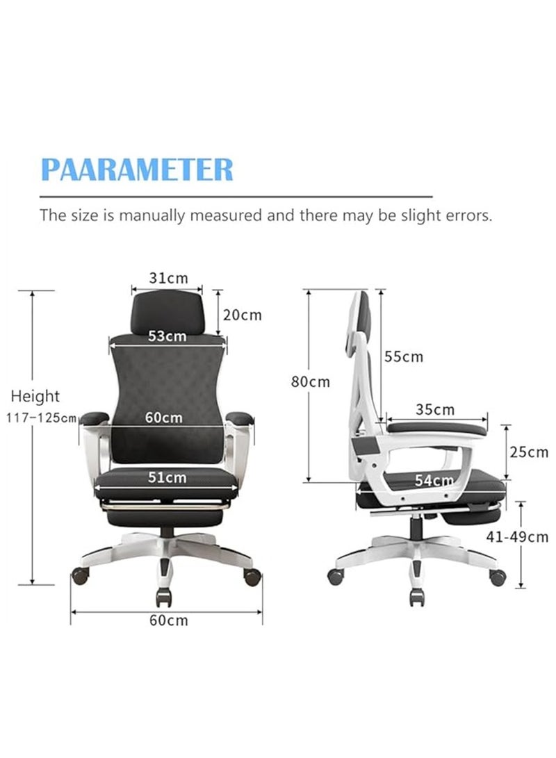 Ergonomic Office Chair Swivel Chair with Lumbar Support, Headrest And 3D Armrest, Height Adjustment and Rocker Function, Back-Friendly Office Chair (Z1-White) - Image 4