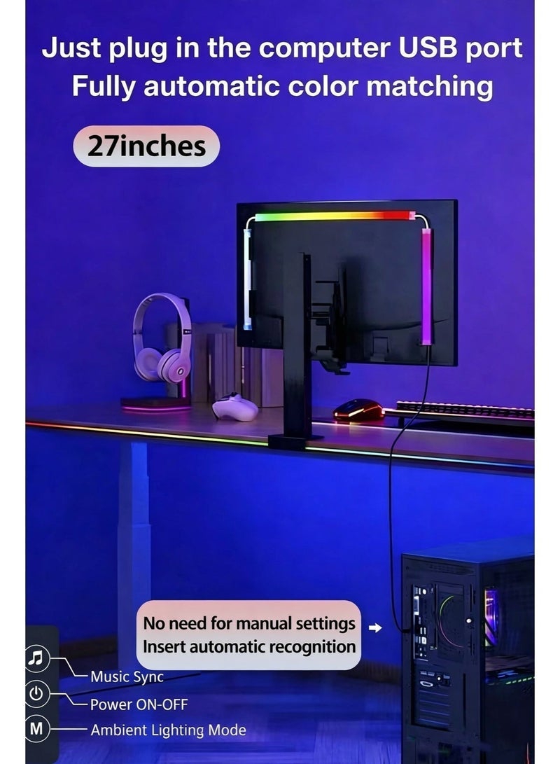 Univer Tang RGB Backlight for 27 Inches Computer Monitor,Gaming LED Strip Light Sync with Screen Color & Music for Games Movies etc,Software Control,USB Powered - Image 2