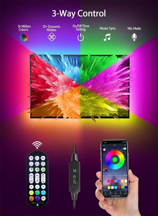 Univer Tang RGB Backlight for 27 Inches Computer Monitor,Gaming LED Strip Light Sync with Screen Color & Music for Games Movies etc,Software Control,USB Powered - Image 3