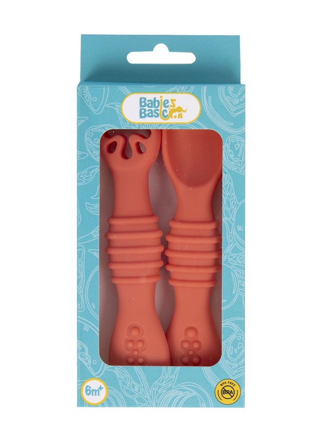 Babies Basic - Soft Tip Bpa Free Silicone First Stage Training Spoon With Masher- Pink - Image 1
