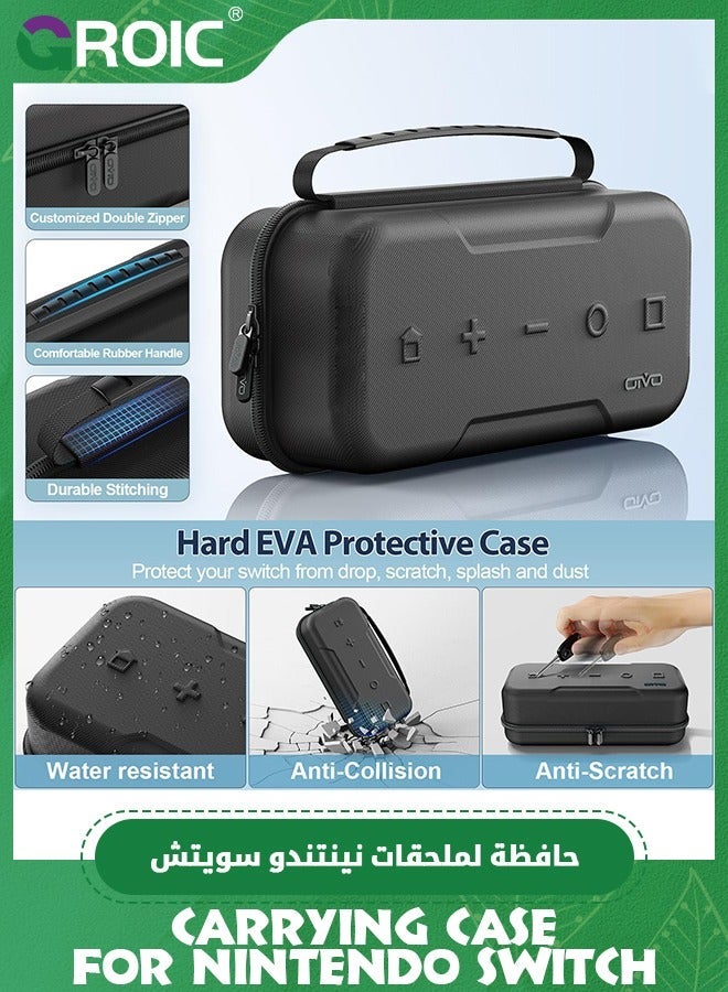 GROIC Black Switch OLED Carrying Case Compatible with Nintendo Switch/OLED Model, Portable Travel Carry Fit for Joy-Con and Adapter, Hard Shell Protective Pouch  - Image 4