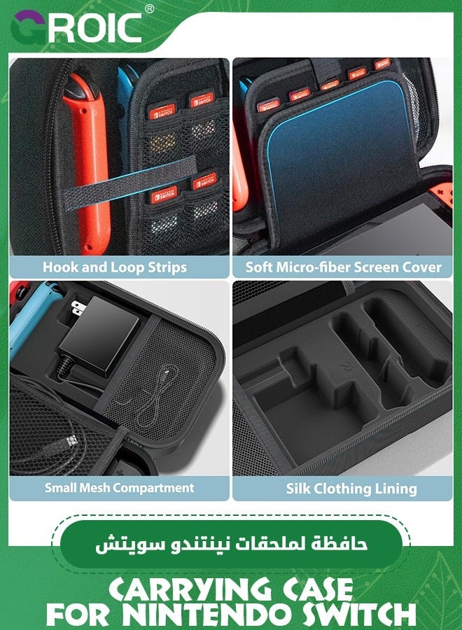 GROIC Black Switch OLED Carrying Case Compatible with Nintendo Switch/OLED Model, Portable Travel Carry Fit for Joy-Con and Adapter, Hard Shell Protective Pouch  - Image 5