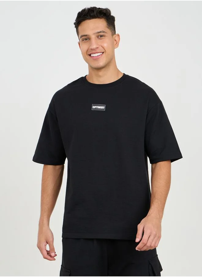 Styli Oversized Silicon Badge Detail Terry T-Shirt