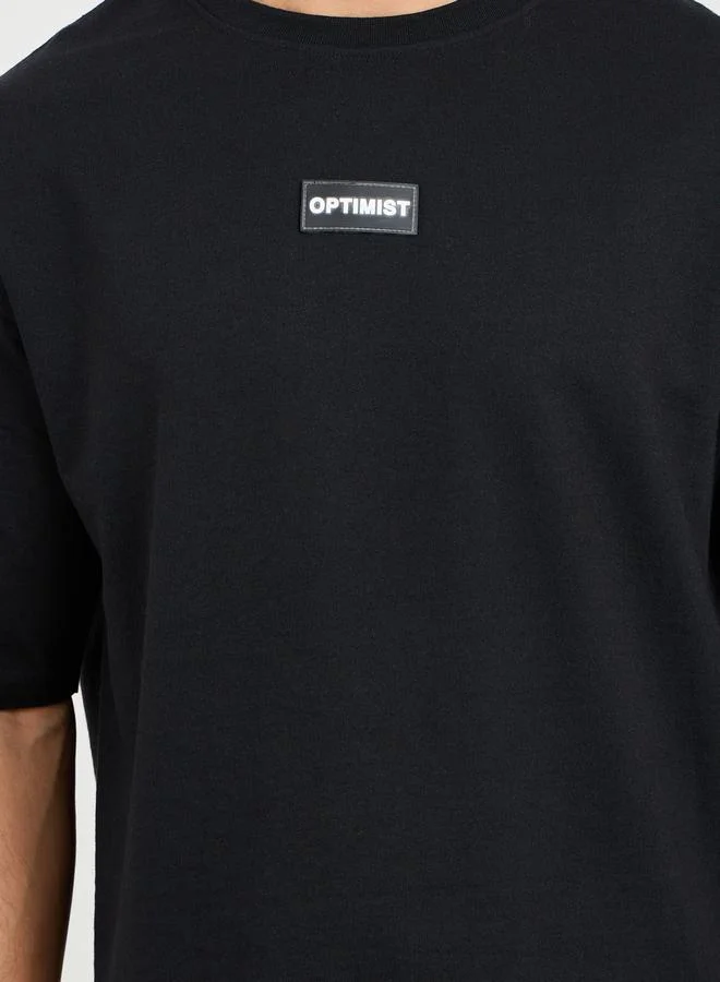 Styli Oversized Silicon Badge Detail Terry T-Shirt