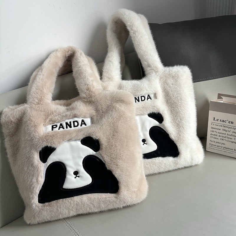 Large Capacity Plush Shoulder Tote Bag - Image 1