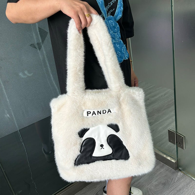 Large Capacity Plush Shoulder Tote Bag - Image 4