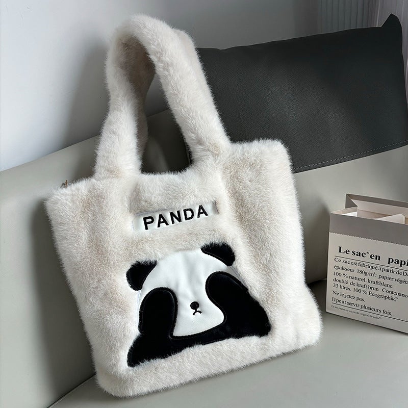 Large Capacity Plush Shoulder Tote Bag - Image 3