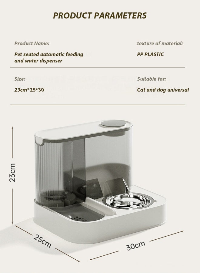 Pet food dispenser, automatic pet feeder，Cat Dog Food Feeder and Water Dispenser Set, Automatic Feeding Machine Cat Bowl Dog Bowl，Plug in with live water circulation system integrated feeder for pet - Image 2
