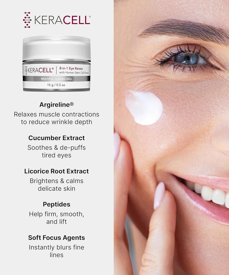 keracell Eye Cream Anti Aging Solution 8in1 Renew Cream with MHCsc Technology Under Eye Cream for Dark Circles Reduces Puffiness Fine Lines Wrinkles With Peptides Cucumber 05 oz - Image 4