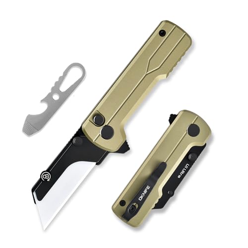 OKNIFE U1 Ultra Pocket Folding Utility Knife with Ceramic Blade, Lightweight O-Aluminum Handle Box Cutter with Clip, Button Lock Pocket Knife for Men Women (Olive Green) - Image 1