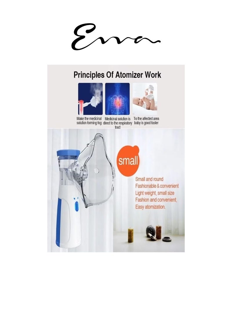 إيفا جهاز تبخير نيبولايزر محمول،  جهاز استنشاق شبكي (Mesh Inhaler) يدوي وقابل لإعادة الشحن عبر USB،  للاستخدام للبالغين والأطفال الذين يعانون من مشاكل التنفس، للاستخدام في المنزل والمكتب والأماكن الخارجية. - Image 5