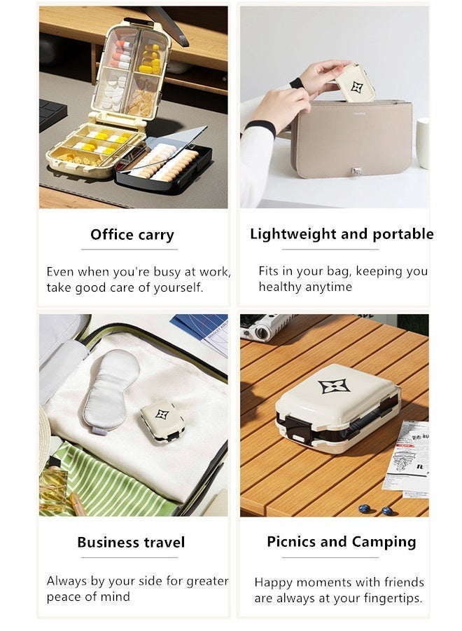 8 Compartment Daily Pill Case for Pocket Purse, Medicine Case, Waterproof Portable Pill Supplement Case, Travel Pill Container to Hold Vitamin，Multi-layer Large-Capacity Portable Pill Organizer - Image 4