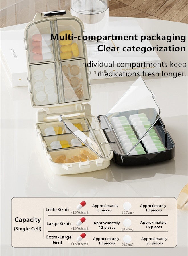 8 Compartment Daily Pill Case for Pocket Purse, Medicine Case, Waterproof Portable Pill Supplement Case, Travel Pill Container to Hold Vitamin，Multi-layer Large-Capacity Portable Pill Organizer - Image 3