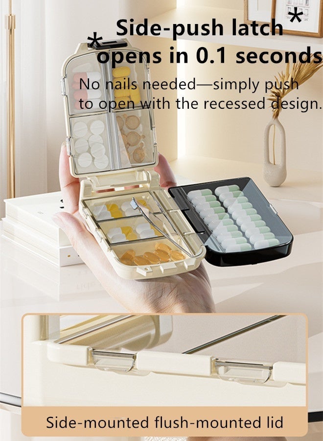 8 Compartment Daily Pill Case for Pocket Purse, Medicine Case, Waterproof Portable Pill Supplement Case, Travel Pill Container to Hold Vitamin，Multi-layer Large-Capacity Portable Pill Organizer - Image 5