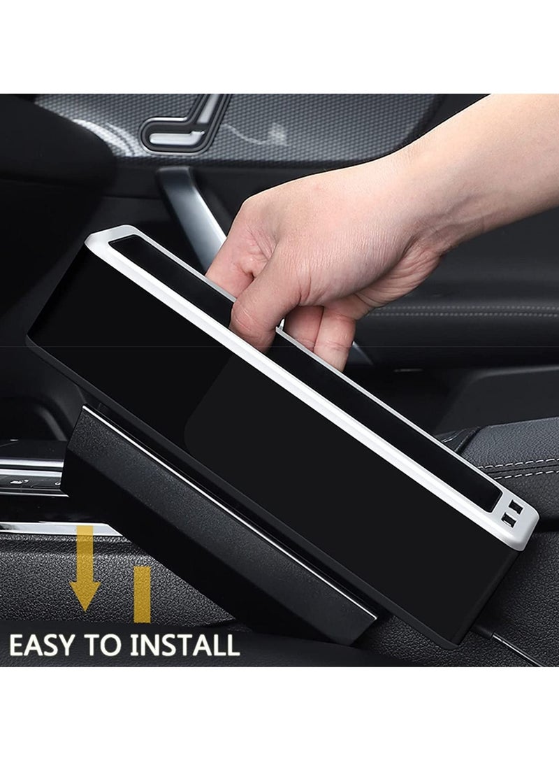 SYOSI Car Seat Gap Organizer Seat Gap Filler Front Automotive Consoles Seat Crevice Storage Box with Two USB Ports Multifunctional Seat Pockets for Cell Phone Sunglass Cards Keys Driver Side - Image 2