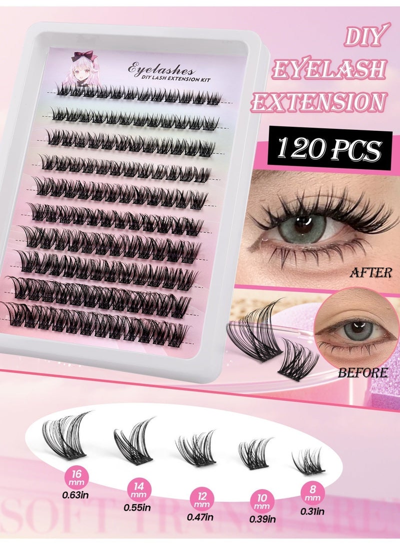 120 Clusters Segmented False Eyelashes Kit, Thick and Long False Eyelashes, DIY Eyelash Extensions, Suitable For Everyday Makeup and Special Occasions. - Image 1