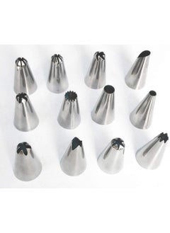 Maghya Maghya Decorating Nozzle Set Premium Stainless Steel Icing Tips for Making Flowers Swirls Borders Professional Baking Tools Kit 12 Nozzle Set  - Image 1