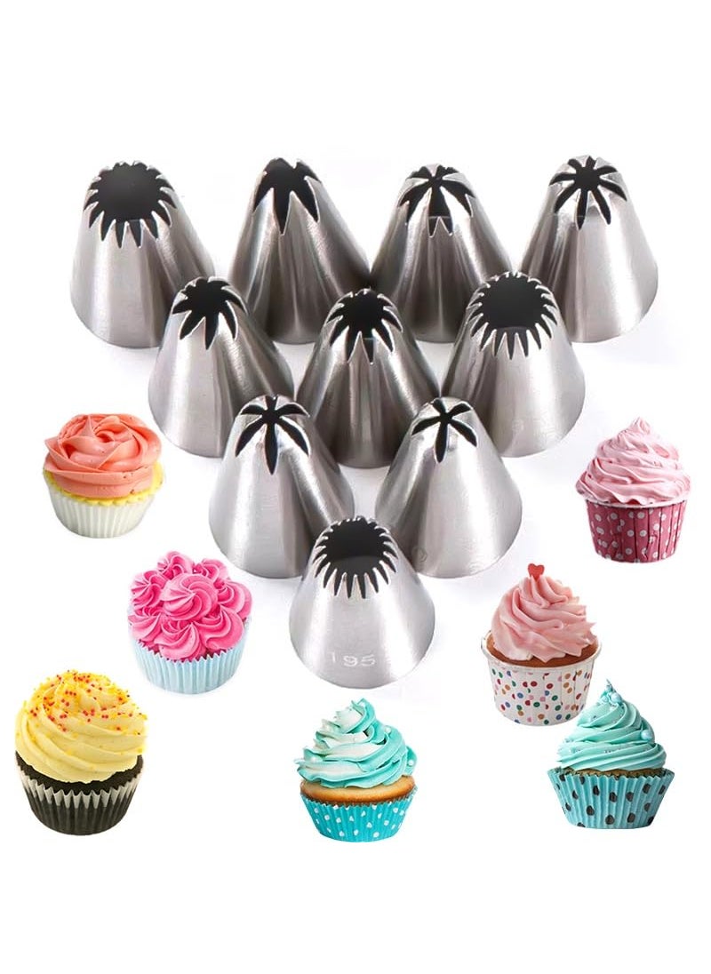 Maghya Maghya Decorating Nozzle Set Premium Stainless Steel Icing Tips for Making Flowers Swirls Borders Professional Baking Tools Kit 12 Nozzle Set  - Image 2