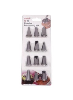 Maghya Maghya Decorating Nozzle Set Premium Stainless Steel Icing Tips for Making Flowers Swirls Borders Professional Baking Tools Kit 12 Nozzle Set  - Image 3