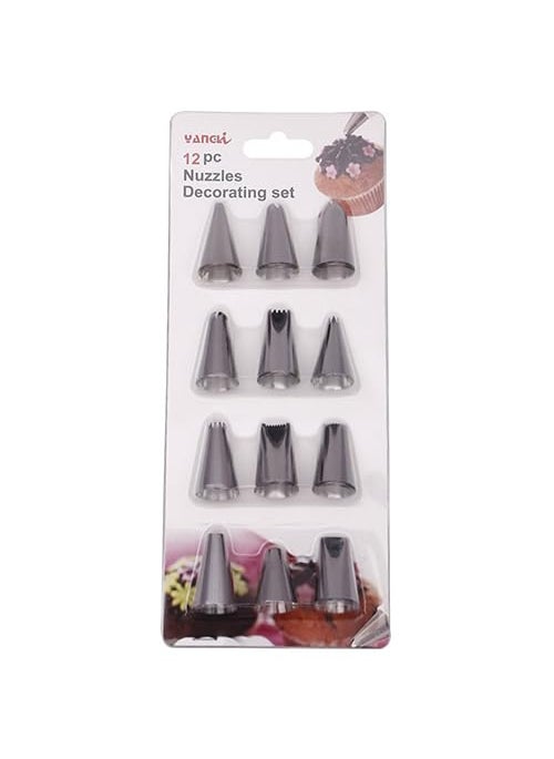 Maghya Maghya Decorating Nozzle Set Premium Stainless Steel Icing Tips for Making Flowers Swirls Borders Professional Baking Tools Kit 12 Nozzle Set  - Image 3