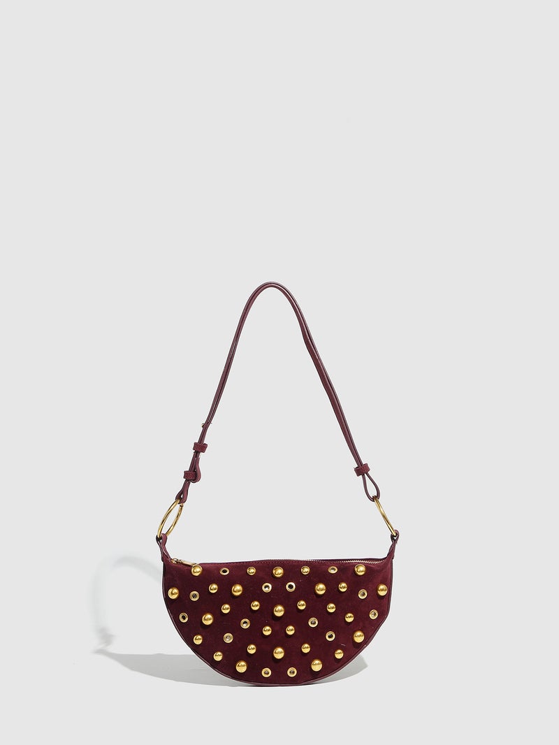 Metallic Punk-Style Crossbody Bag For Women With Eyelet Rivets And Polka Dots, Factory-Made Shoulder Bag - Image 4