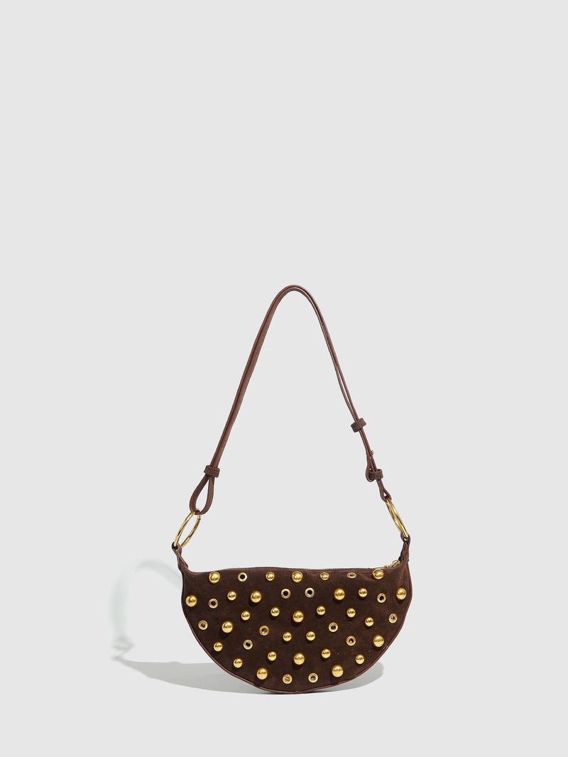 Metallic Punk-Style Crossbody Bag For Women With Eyelet Rivets And Polka Dots, Factory-Made Shoulder Bag - Image 3