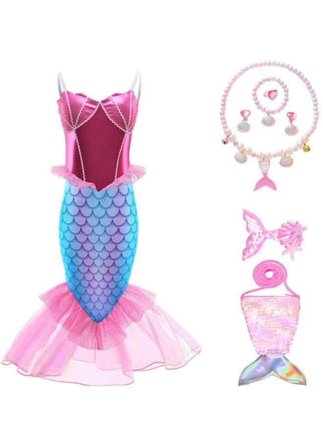 GGEROU Mermaid Princess Dress Up,Girls Mermaid Dress,Girls Party Cosplay,Princess Birthday Dress,Kids Costume Cosplay,Mermaid Skirt+Accessories  - Image 1