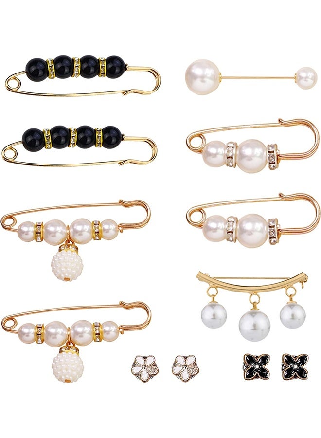 ليمون ١٢ قطعة من دبابيس الأمان المزخرفة، دبابيس بروش من اللؤلؤ الصناعي وأحجار الراين للنساء، مشابك خصر للسراويل، والسترات الصوفية، والأوشحة، وإكسسوارات الموضة التي يمكنكِ صنعها بنفسكِ. - Image 1