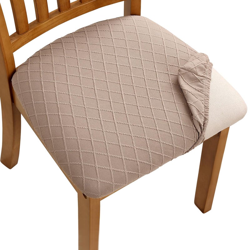 Fuloon Stretch Chair Seat Covers 6 PCS Removable Washable Dining Chair Covers AntiDust Dining Room Seat Cushion Slipcovers 6 Khaki
