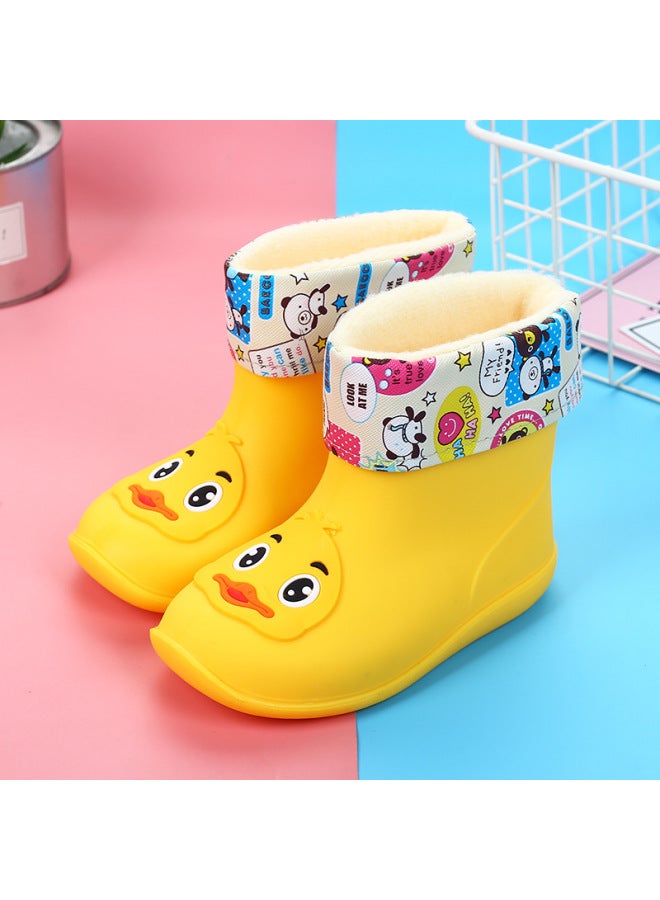 New Cotton Warm Children's Rain Boots Waterproof Non-slip Boys And Girls Rain Boots Children's Students Water Shoes Cartoon Overshoes