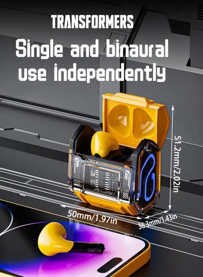 Transformers MG-C03 Wireless Bluetooth Earbuds Gaming Headphones Long Battery Life Headset Low Latency HIFI Stereo Sound with Music Noise Cancellation Calls Yellow - Image 2