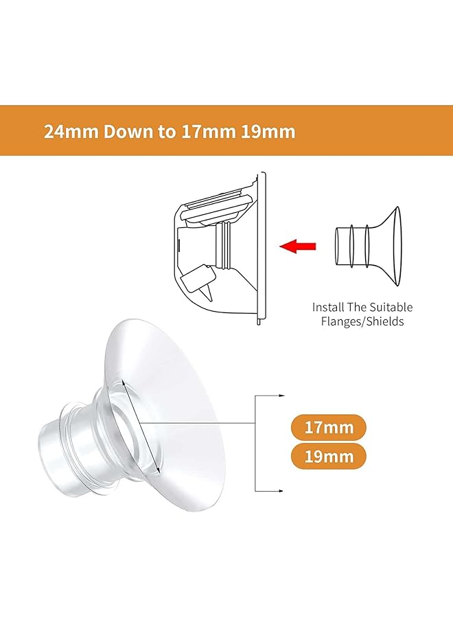 SYOSI Flange 17Mm 19Mm Inserts For Momcozy S9/S12/S9Pro/S12Pro/Lansinoh/Bellababy Pump Parts Replace Wearable Breast Pump Shield/Flange Insert To Reduce 24Mm Down To 17Mm/19Mm 4Pcs - Image 3