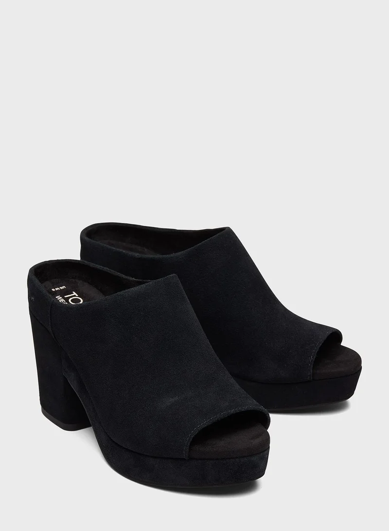 TOMS Suede Florence Mid Heel Slip On