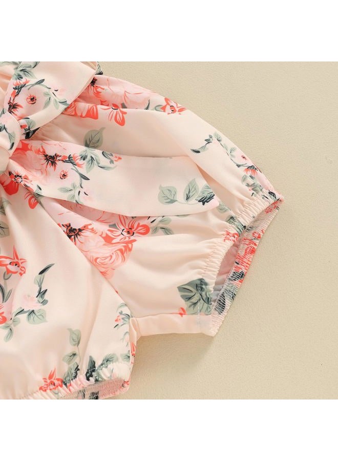 wybzd Baby Girl Newborn Outfit Hello Im New Here Clothes Ribbed Ruffle Romper Top Floral Summer Shorts Set (A New Here Shorts Set, Newborn) - Image 5