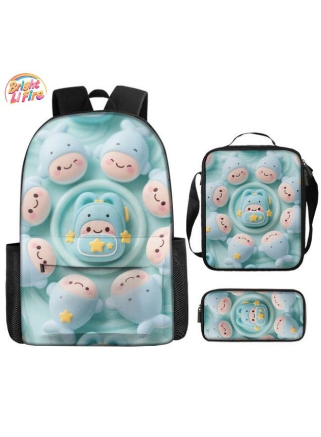 Bright Li Fire Fashion knows no boundaries! Cartoon bag three-piece set, suitable for the diverse styles of students and teenagers (available for students, children, friends on outings, mountain climbing, schooling, etc.) - 48 - Image 1