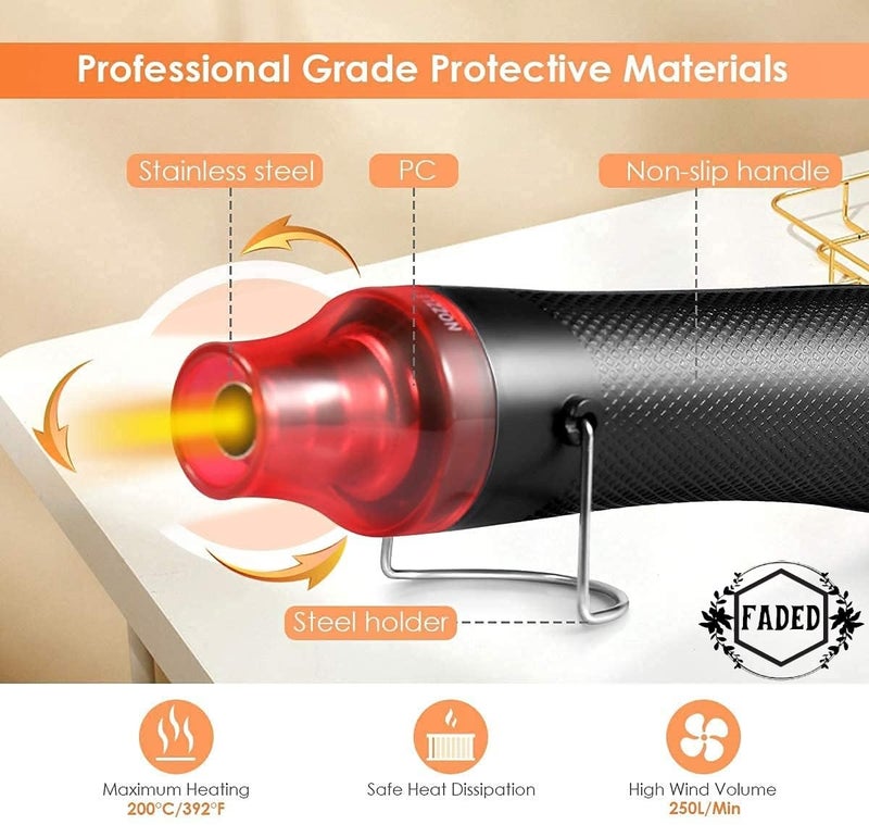 Faded ABS Portable Multicolor Handheld Hot Air Gun – Multi-Function Electric Heat Tool for DIY Embossing, Shrink Wrapping, Paint Drying & Craft Projects - Image 4