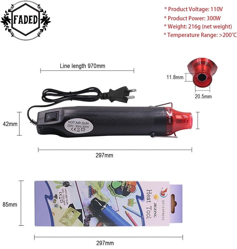 Faded ABS Portable Multicolor Handheld Hot Air Gun – Multi-Function Electric Heat Tool for DIY Embossing, Shrink Wrapping, Paint Drying & Craft Projects - Image 3