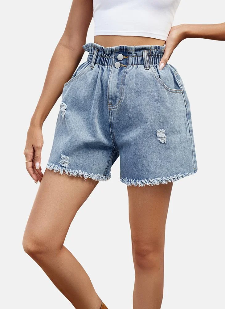 يونيكي Blue Mid Rise Plain Regular Fit Shorts