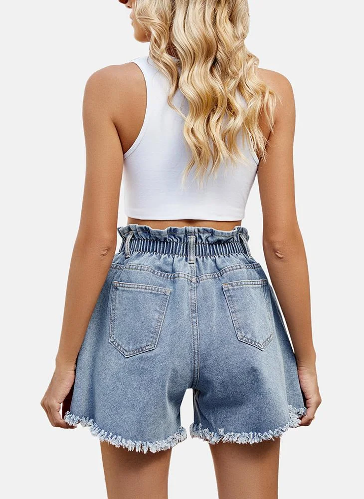 يونيكي Blue Mid Rise Plain Regular Fit Shorts